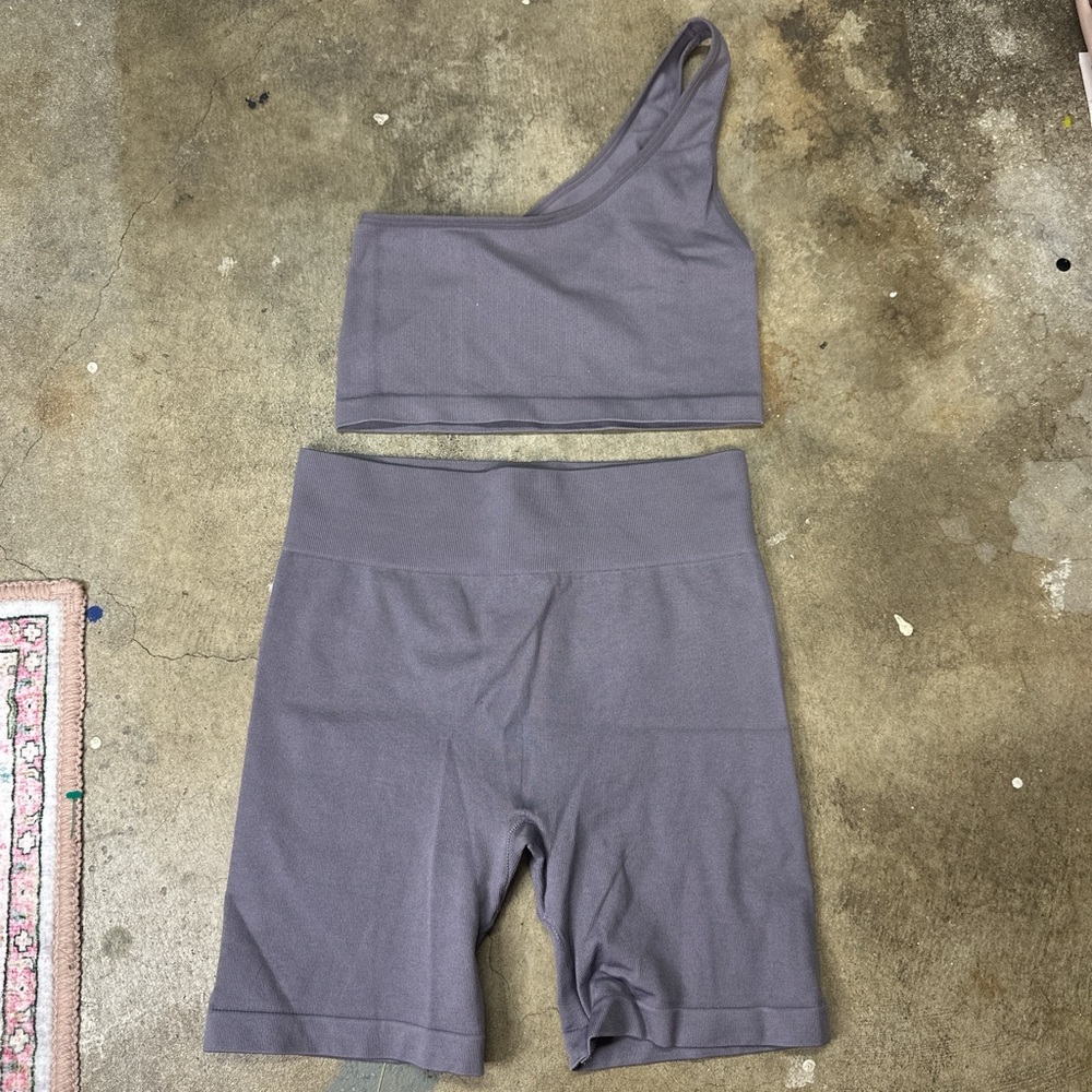 Dusty purple One-Shoulder Top and Shorts Set